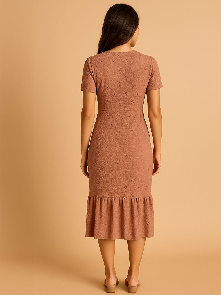Lila | Short-Sleeve Button-Front Midi Dress
